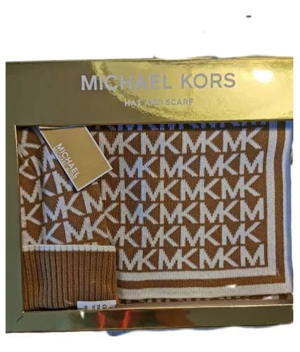 set bufanda y gorro michael kors|Michael Kors Conjunto de 3 piezas para mujer MK Logo bufanda, .